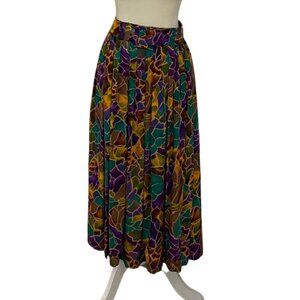 Vintage Abstract Pattern Skirt with Matching Belt